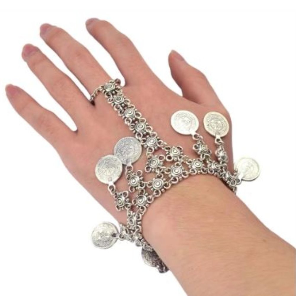 Tribal Ethnic Afghan Coin Tassel Charm Bracelet for Women Men Retro